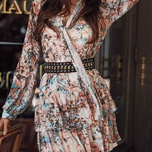 Bebe print ruffle dress